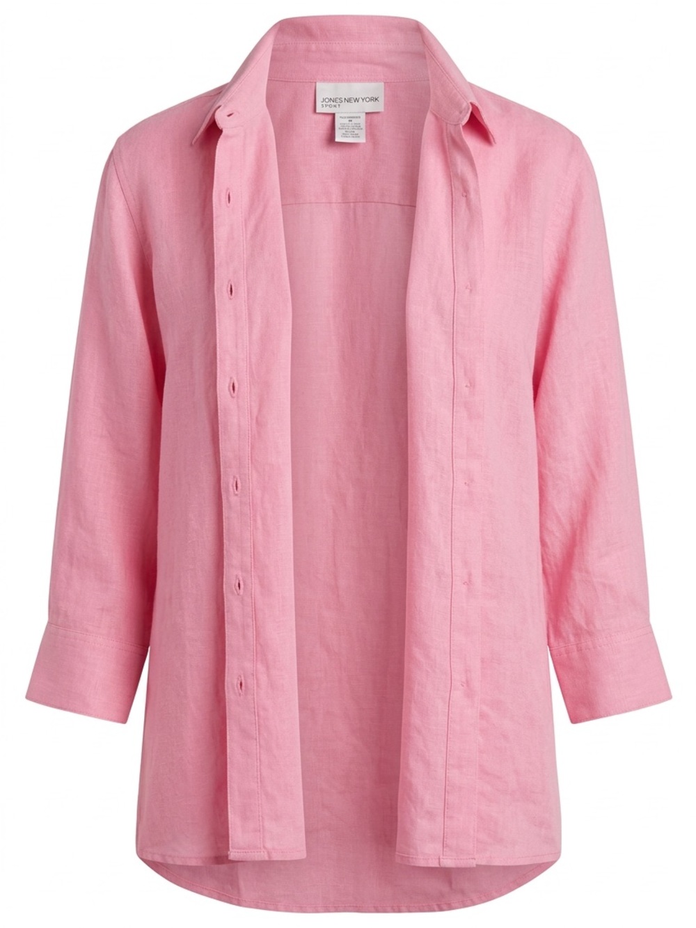 Jones New York Pink Linen Button-Front Blouse